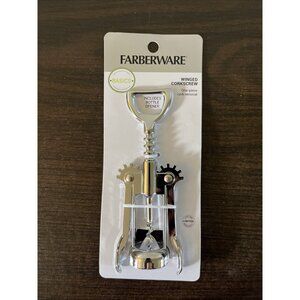 NWT Farberware Silver Wing 6" Classic Corkscrew Wine Bottle Opener Kitchen